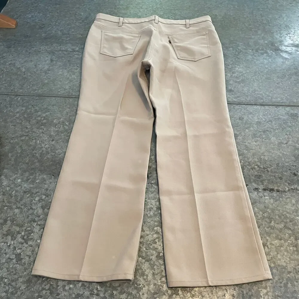 Vintage Levi's Polyester Talon Pants Mens 42x30 USA Tan Black Tab Western Retro